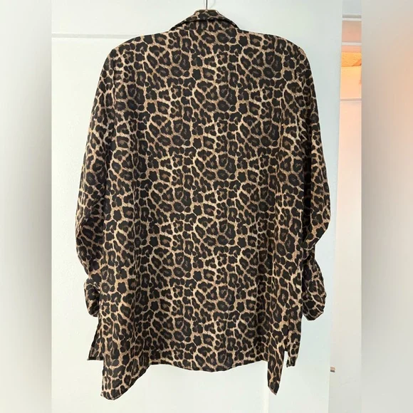 Michael Kors Animal Print Blouse in Brown and Black - Picture 4 of 6